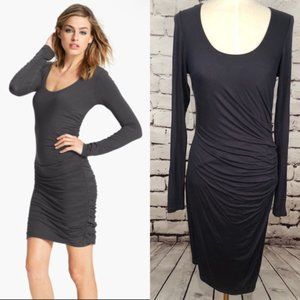 Velvet by Graham & Spencer Ruched Black Long-Sleeve Dress - Size M